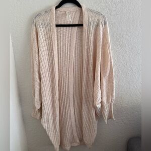 Anthropologie Cream Open-Front Cardigan Sweater